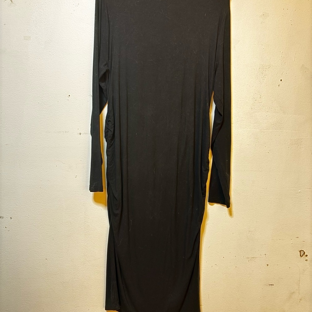 Black Long Sleeve Sheath Maternity Maxi Dress